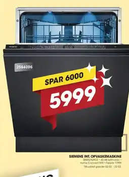 Punkt1 SIEMENS Int. opvaskemaskine SN65ZX09CE tilbud