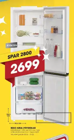 Punkt1 BEKO Køle-/fryseskab BIPCHE364W tilbud