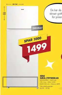 Punkt1 SENZ Køle-/fryseskab SECR143EW tilbud