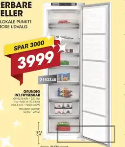 Punkt1 GRUNDIG Int. fryseskab GFN122440N tilbud