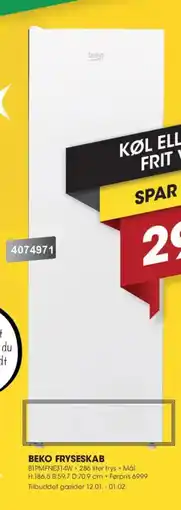 Punkt1 BEKO Fryseskab B1PMFNE314W tilbud