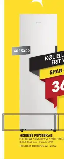 Punkt1 HISENSE Fryseskab FPF185EWE tilbud