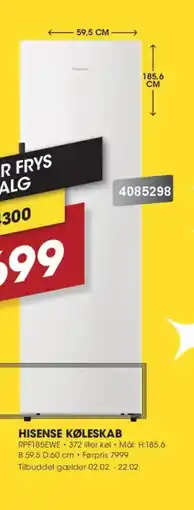 Punkt1 HISENSE Køleskab RPF185EWE tilbud