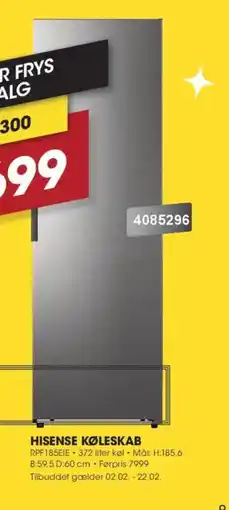Punkt1 HISENSE Køleskab RPF185EIE tilbud