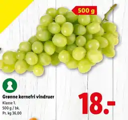 Lidl Grønne kernefri vindruer tilbud