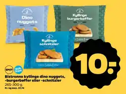 Netto Bistronne kyllinge dino nuggets, -burgerbøffer eller -schnitzler tilbud