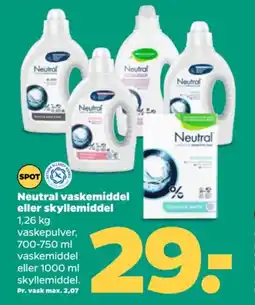 Netto NEUTRAL Vaskemiddel eller skyllemiddel tilbud