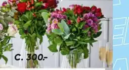 Bilka Håndbundet buket med 6 bundter blomster og grønt tilbud