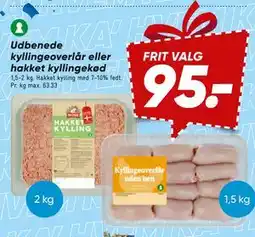 Bilka Udbenede kyllingeoverlår eller hakket kyllingekød tilbud