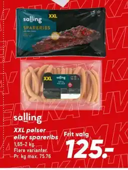 Bilka XXL pølser eller spareribs tilbud