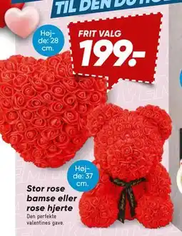 Bilka Stor rose bamse eller rose hjerte tilbud