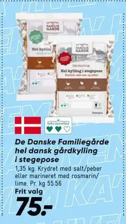 Bilka De Danske Familiegårde hel dansk gårdkylling i stegepose tilbud