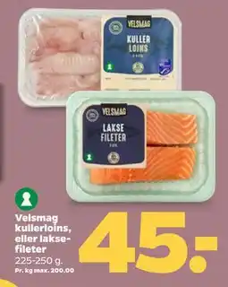 Netto Velsmag kullerloins, eller laksefileter tilbud