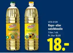 Lidl Vitador raps- eller solsikkeolie tilbud
