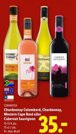 Lidl Chardonnay Colombard, Chardonnay, Western Cape Rosé eller Cabernet Sauvignon tilbud