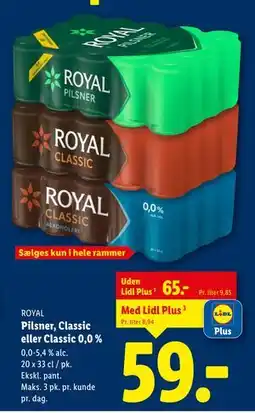 Lidl Pilsner, Classic eller Classic 0,0 % tilbud