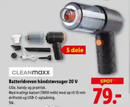 Lidl Cleanmaxx batteridreven håndstøvsuger 20 v tilbud