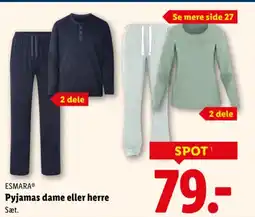 Lidl Esmaraⓡ pyjamas dame eller herre tilbud