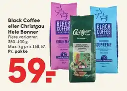 SPAR Black Coffee eller Christgau Hele Bønner tilbud