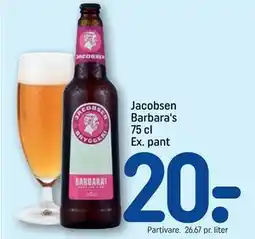 REMA 1000 Jacobsen Barbara's 75 cl Ex. pant tilbud