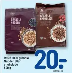 REMA 1000 REMA 1000 granola Nødder eller chokolade 500 g tilbud