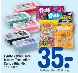 REMA 1000 Fyldte kabler, sure bælter, Trolli eller Candy Hits Mix 170-300 g tilbud