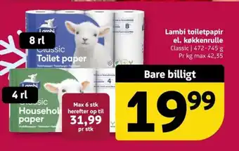 Lambi toiletpapir el. køkkenrulle