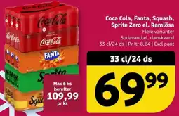 Løvbjerg Coca Cola, Fanta, Squash, Sprite Zero el. Ramlösa tilbud