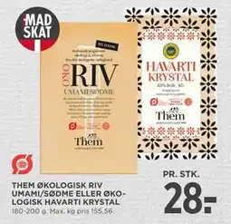 MENY THEM ØKOLOGISK RIV UMAMI/SØDME ELLER ØKOLOGISK HAVARTI KRYSTAL tilbud