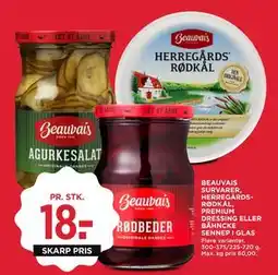 MENY BEAUVAIS SURVARER, HERREGÅRDSRØDKÅL, PREMIUM DRESSING ELLER BÄHNCKE SENNEP I GLAS tilbud
