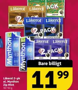 Løvbjerg Läkerol 2-pk el. Mynthon Zip Mint tilbud