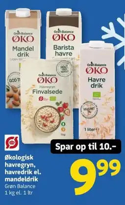 Løvbjerg Grøn Balance Økologisk havregryn, havredrik el. mandeldrik tilbud
