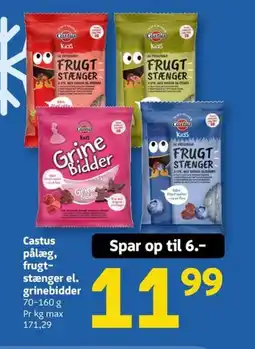 Løvbjerg Castus pålæg, frugt- stænger el. grinebidder tilbud
