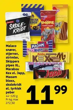 Løvbjerg Malaco snører, stjerner, strimler, Skippers pipes XL tilbud