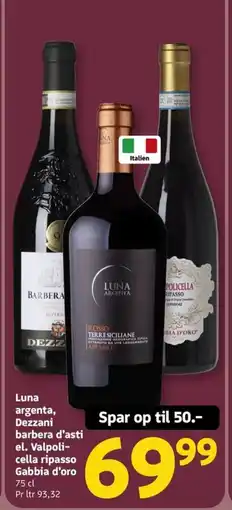 Løvbjerg Luna argenta, Dezzani barbera d'asti el. Valpoli- cella ripasso Gabbia d'oro tilbud