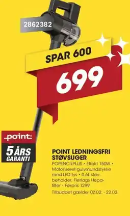 Punkt1 POINT Ledningsfri støvsuger POPENCILPLUS tilbud