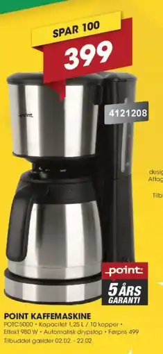 Punkt1 POINT Kaffemaskine POTC5000 tilbud