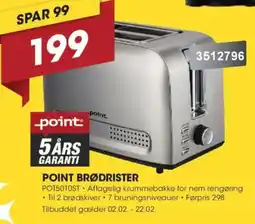 Punkt1 POINT Brødrister POT5010ST tilbud