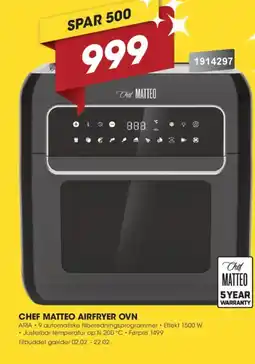 Punkt1 CHEF MATTEO Airfryer ovn ARIA tilbud