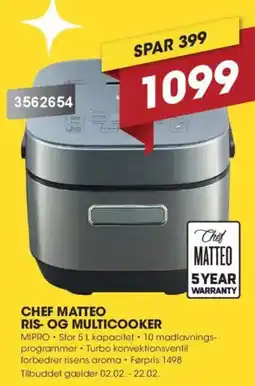 Punkt1 CHEF MATTEO Ris- og multicooker MIPRO tilbud