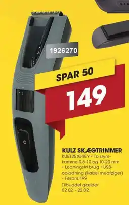 Punkt1 KULZ Skægtrimmer KUBT261GREY tilbud