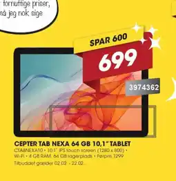Punkt1 CEPTER Tab Nexa 64 GB 10,1" tablet CTABNEXA10 tilbud