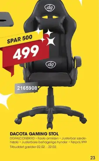 Punkt1 DACOTA Gaming stol tilbud