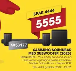 Punkt1 SAMSUNG Soundbar med subwoofer (2025) HWQ935FXE tilbud