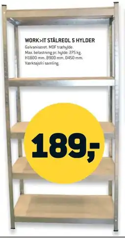 Johannes Fog Work>It stålreol 5 hylder tilbud