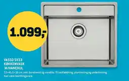 Johannes Fog Vasso SV33 køkkenvask m/hanehul tilbud