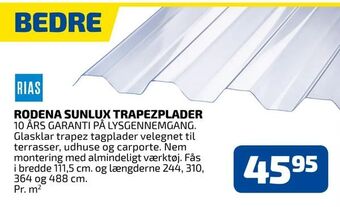 Davidsen Rodena sunlux trapezplader tilbud