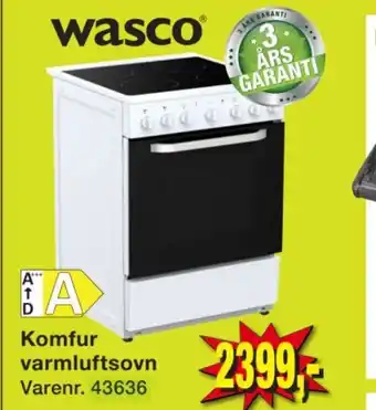 Wasco komfur varmluftsovn varenr. 43636