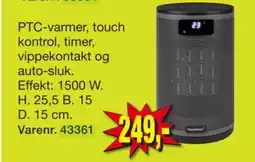 Harald Nyborg PTC-varmer, touch kontrol, timer, vippekontakt og tilbud