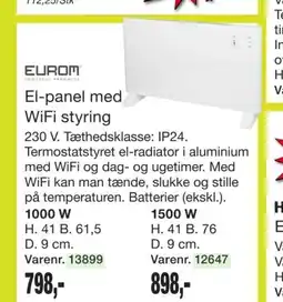 Harald Nyborg EUROM El-panel med WiFi styring tilbud